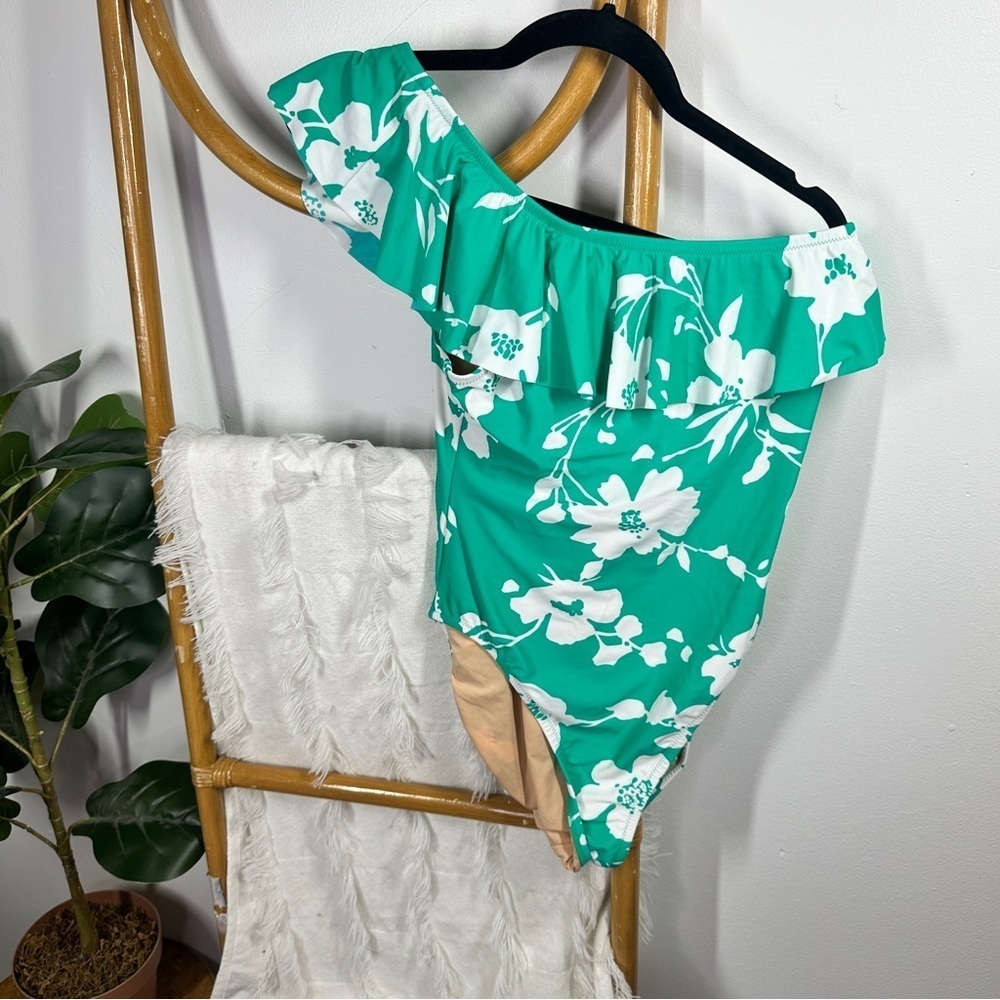 J. Crew One-Shoulder Floral Swimsuit sz M